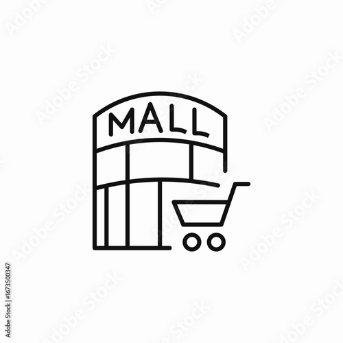 shopping mall with cart icon sign vector