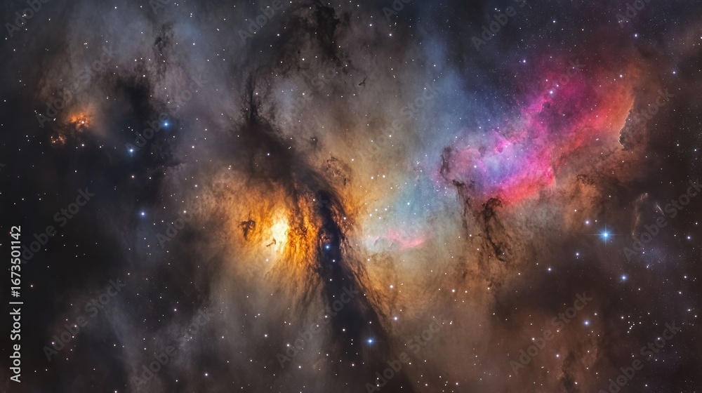 Fototapeta premium Colorful nebulae and stars in deep space