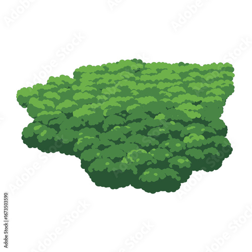 Dense Green Foliage Bush Shrubbery in Detailed Pixelated Style in Nature Background