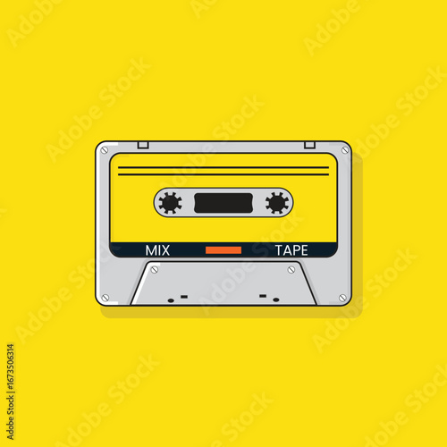 Cassette tape Retro vintage mixtape vector illustration on isolated white background.