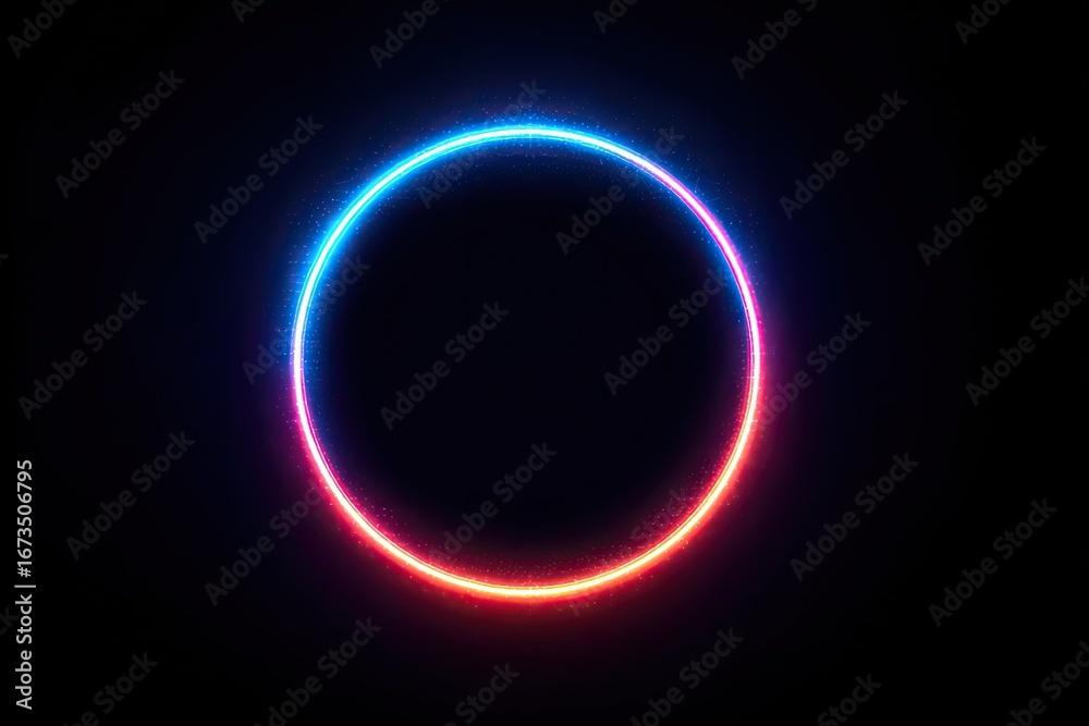 Obraz premium Neon circle glow on dark background
