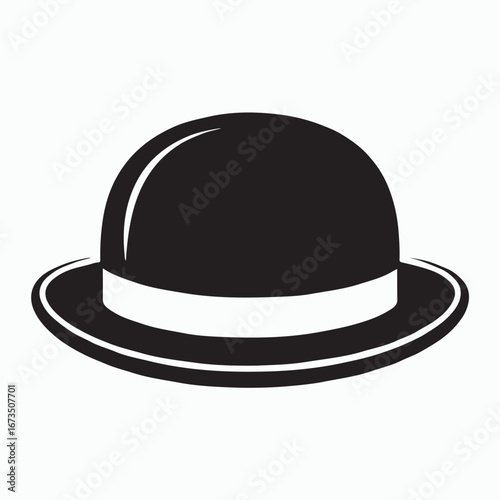 Classic Bowler Hat Solid Icon Isolated Design