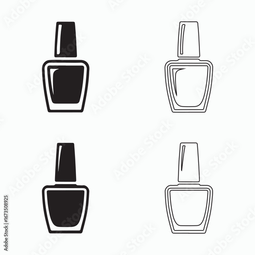 Stylish Nail Polish Solid Icons Collection