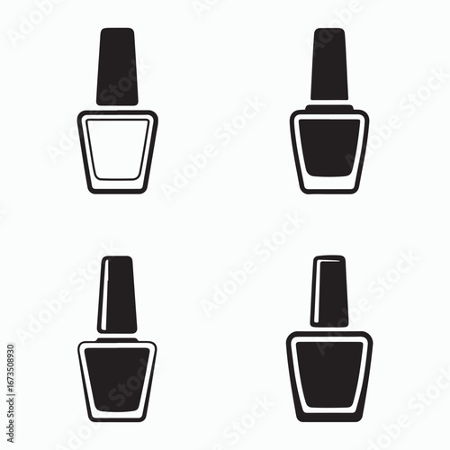 Trendy Nail Polish Solid Icons Vector Bundle