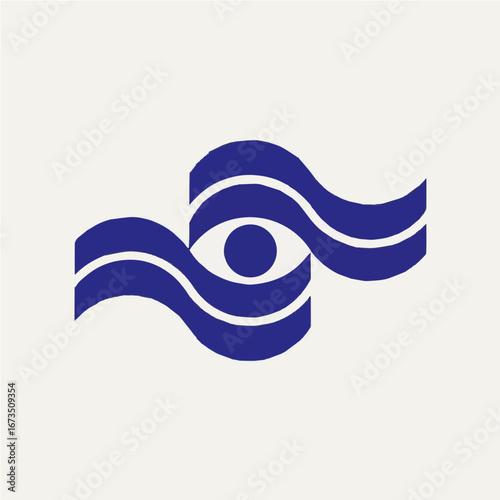 Abstract eye symbol with flowing waves, modern design for brand identity and awareness