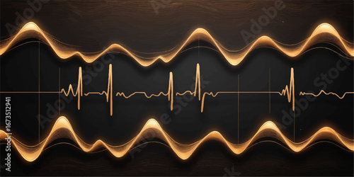 A cardiogram shows the rhythmic pulses of a heartbeat as a green line on a medical monitor