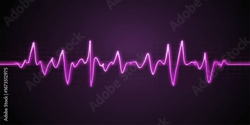 Medical monitor displays the healthy heartbeat pulse on an electrocardiogram chart, a rhythmic wave of life