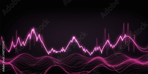 Digital heart rate graph displaying a cardiogram heartbeat on a medical monitor with a sound wave equalizer
