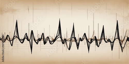 Vector illustration of a medical heartbeat monitor graph showing a pulse or cardiogram line on a green abstract background