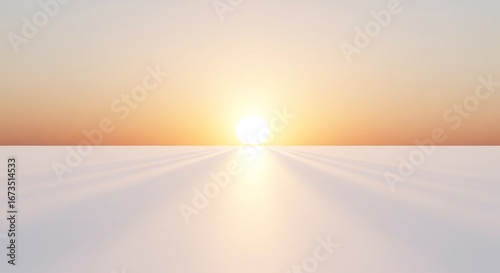 輝く夕日 海上水平線 静寂な光線 美しい光景. AI Generated