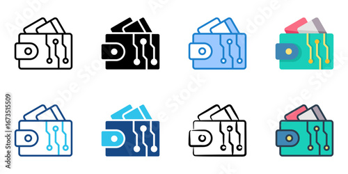 Cryptocurrency Wallets icon set multiple style collection 
