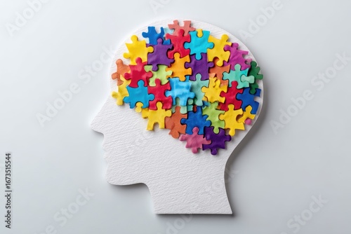 Wallpaper Mural Colorful puzzle pieces forming a brain shape Torontodigital.ca