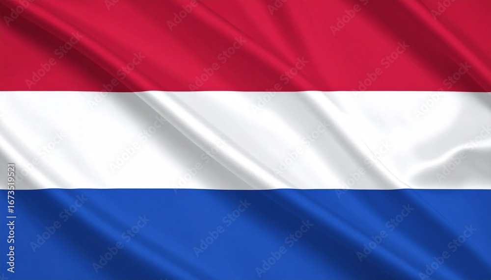 Naklejka premium Netherlands national flag with horizontal red, white, and blue stripes representing liberty and national pride.