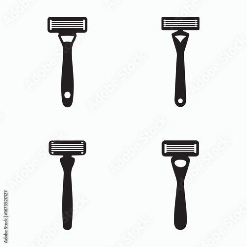 Shaving Razor Solid Icons Vector Bundle