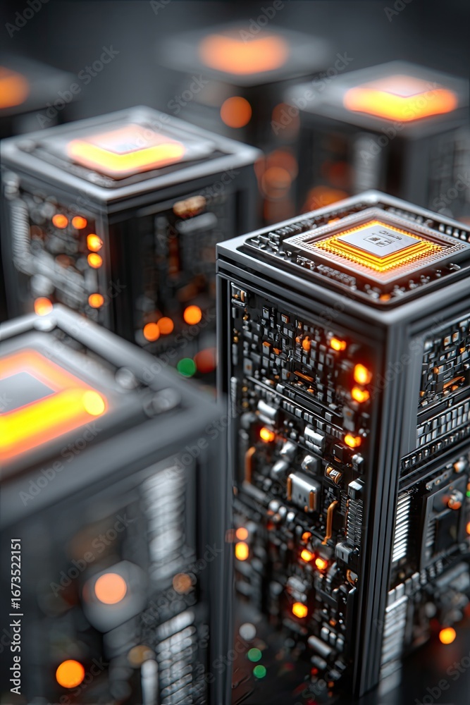 Naklejka premium Close-up of futuristic circuit boards
