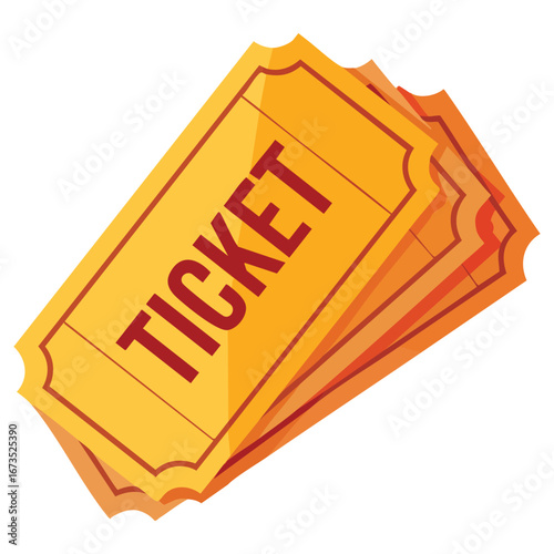 Ticket icon cartoon illustration. Vector ticket icon for web isolated on a white background, perfect for events, cinema, travel, admission, and entertainment themed designs.