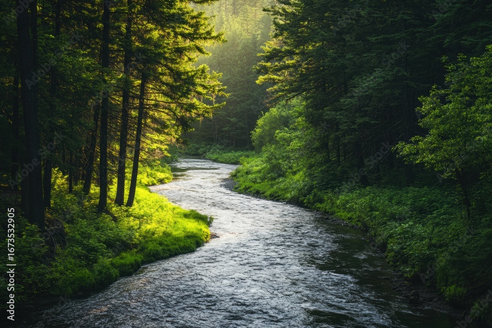 Fototapeta premium Scenic mountain river in forest