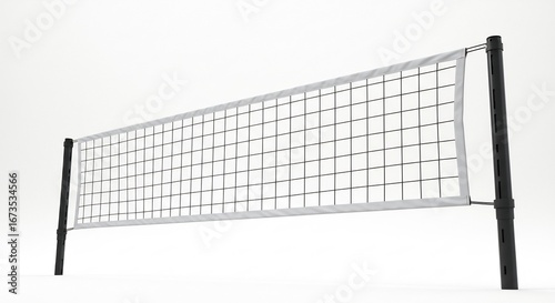 白いバレーボールネットが輝く 清潔感漂うシンプルデザイン. AI Generated