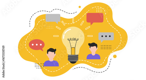 Team collaboration and communication spark new ideas. An innovative concept illuminated by shared thoughts, perfect for business development and creative problem-solving.