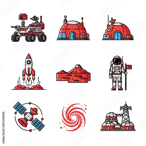 Explore space with this dynamic illustration set
