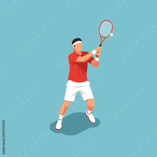 A male tennis player powerfully serves the ball, showcasing athleticism and focus on the court.