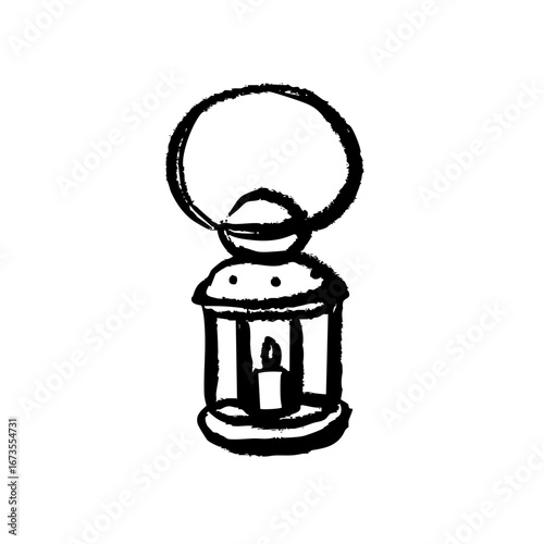 Whimsical sketch retro lantern. Vintage cozy isolated hand drawn vector illustration.