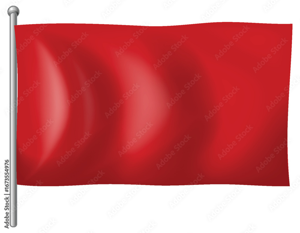 Obraz premium Waving Red Flag on Silver Flagpole Vector Illustration