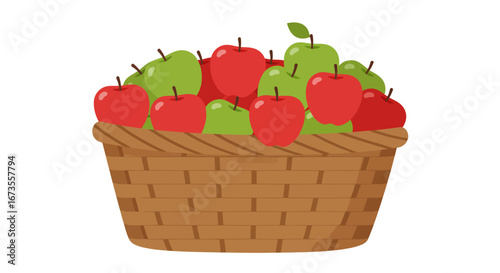 Basket of mixed apples red and green piled high