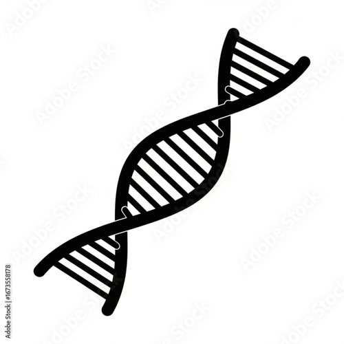 Black and white illustration of a dna double helix