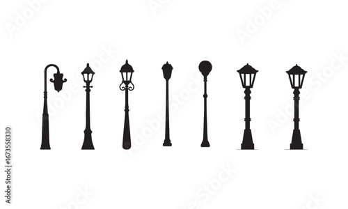 : set of street lamp icon