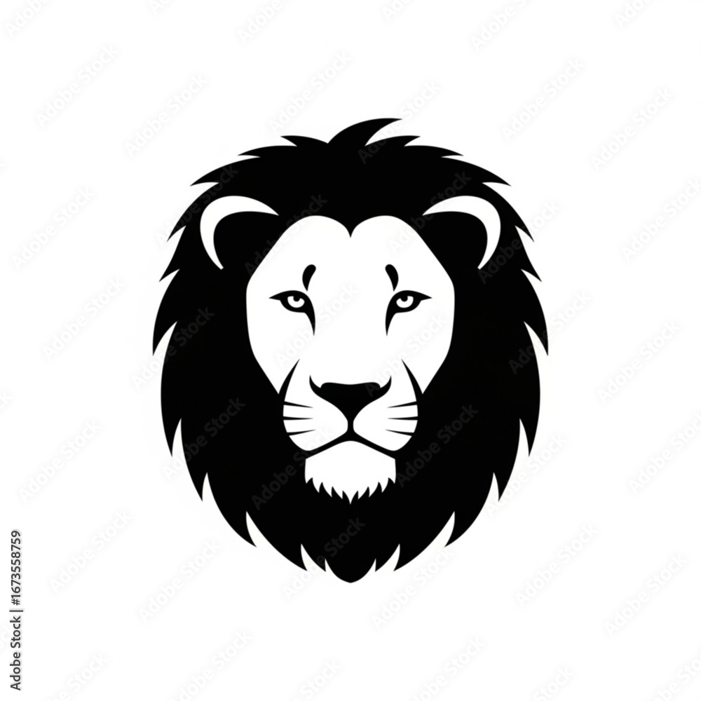Fototapeta premium Bold black and white lion head graphic