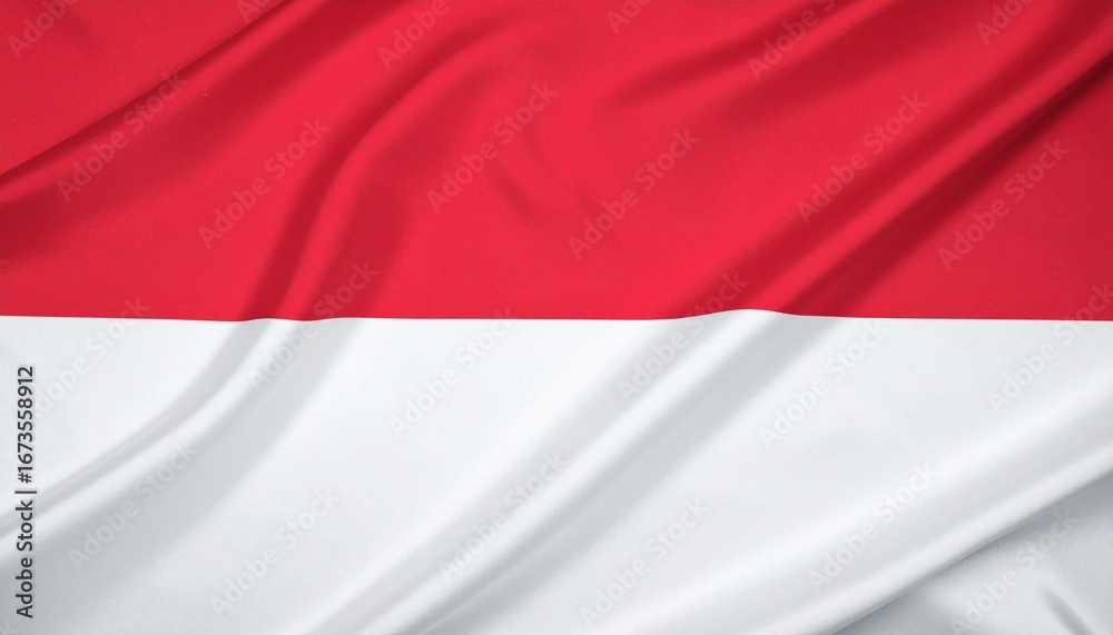 Fototapeta premium Indonesia national flag with horizontal red and white stripes symbolizing courage and purity.