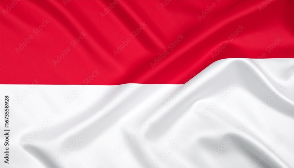 Fototapeta premium Indonesia national flag with horizontal red and white stripes symbolizing courage and purity.