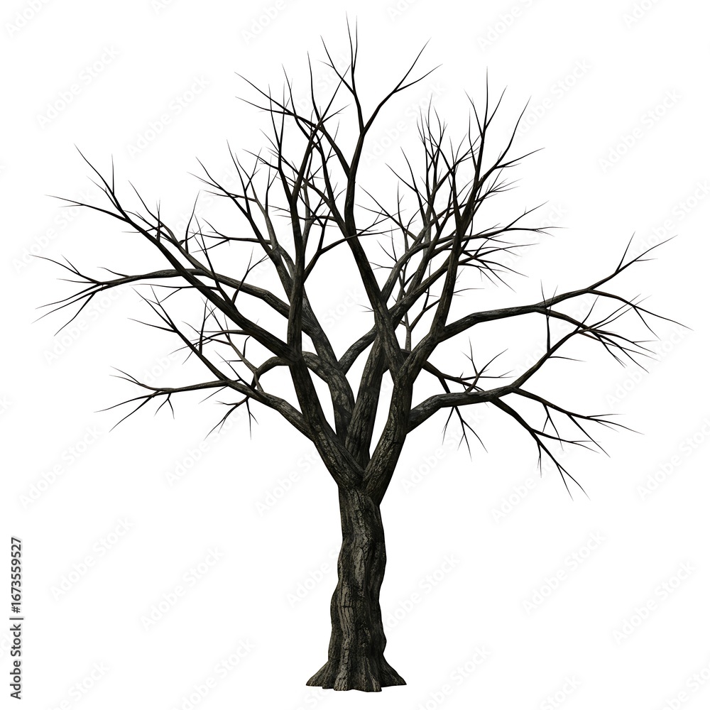 Fototapeta premium Winter's Embrace: A Skeletal Silhouette