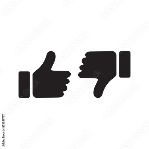Silhouette thumbs up and thumbs down , like, dislike icon vector