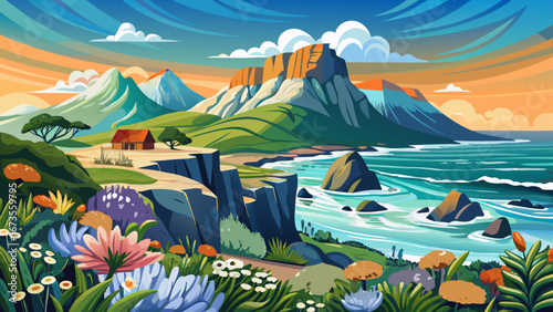 Table Mountain National Park unites sea and stone. Fynbos flowers blanket slopes, cliffs plunge into ocean waves, and panoramic vistas crown Cape Town’s natural jewel.
