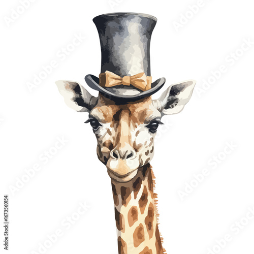 A Stylish Giraffe Portrait in a Top Hat (1)