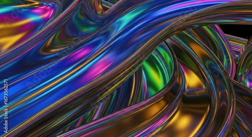 Wallpaper Mural Abstract iridescent swirls vibrant, flowing metallic textures Torontodigital.ca