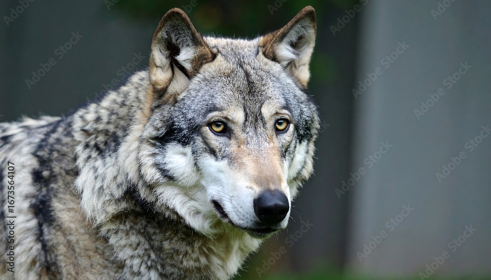 Fototapeta premium Close-up of a gray wolf's portrait