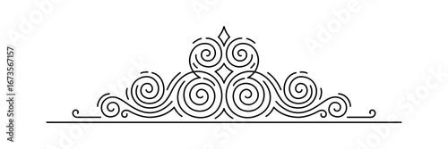 Line curl element. Modern decorative linear divider.
