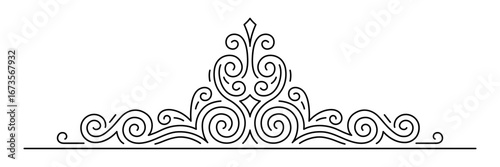 Line curl element. Modern decorative linear divider.