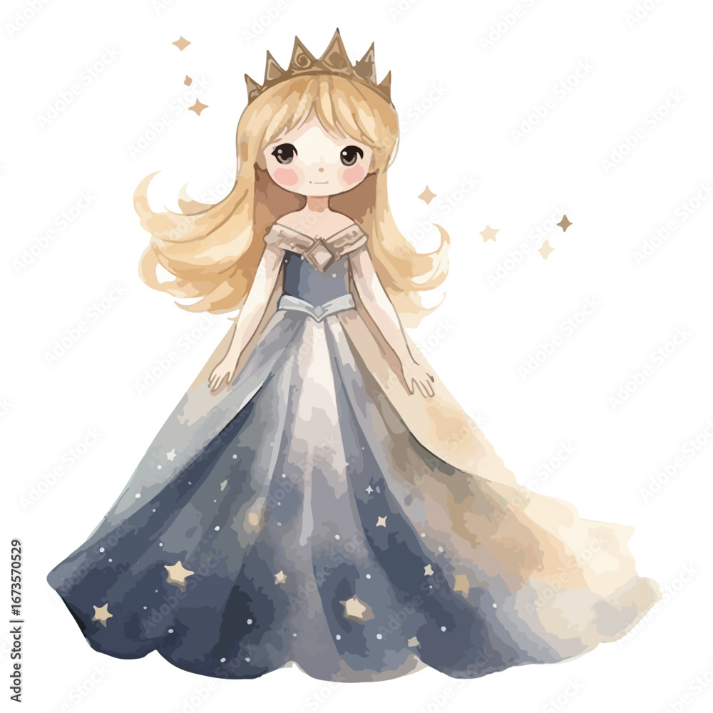 Fototapeta premium Adorable Princess in a Starry Night Gown