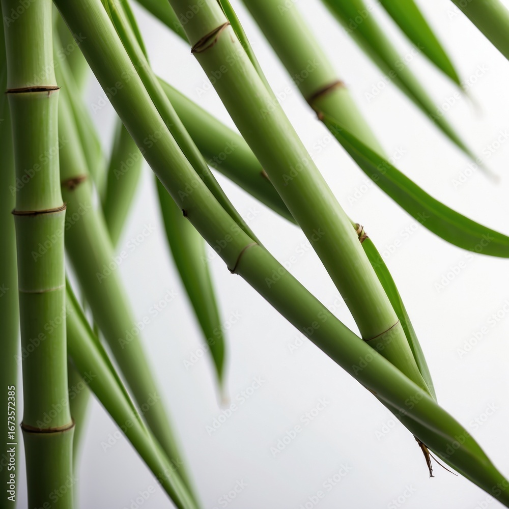 Obraz premium Isolated bamboo stalk on white background, studio shot.