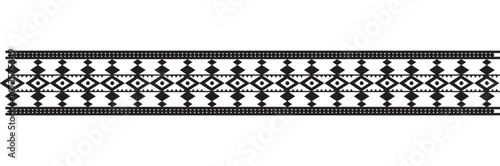 Geometric tribal border pattern design. Decorative tribal inspired geometric border pattern with diamond and zigzag shapes ideal for textiles and design. Ethnic embroidery seamless border template.

