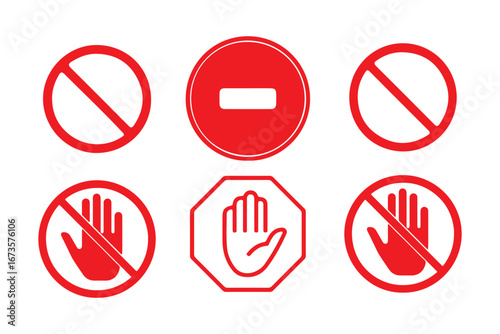 Stop icon set. stop road sign. hand stop icon vector.