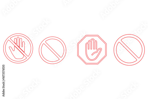 Stop icon set. stop road sign. hand stop icon vector.