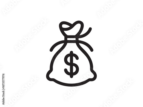 Money bag icon in minimalist design depicting financial resources and success related to business economy and investment ventures for growth opportunities