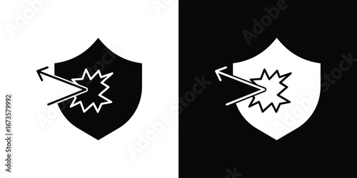 Protection from attack icons, emblem logo or badge designs.