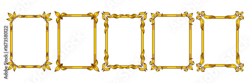 Set of frames in baroque style. Decorative curling plant.