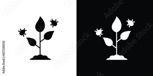 Pest plant icons, emblem logo or badge designs.